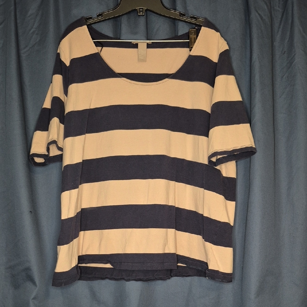 Striped Navy and Cream Women's Top